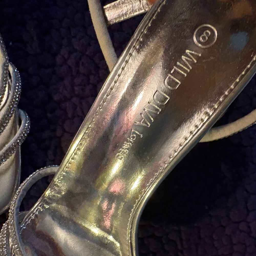 Wild Diva Silver Heels with Metallic Finish